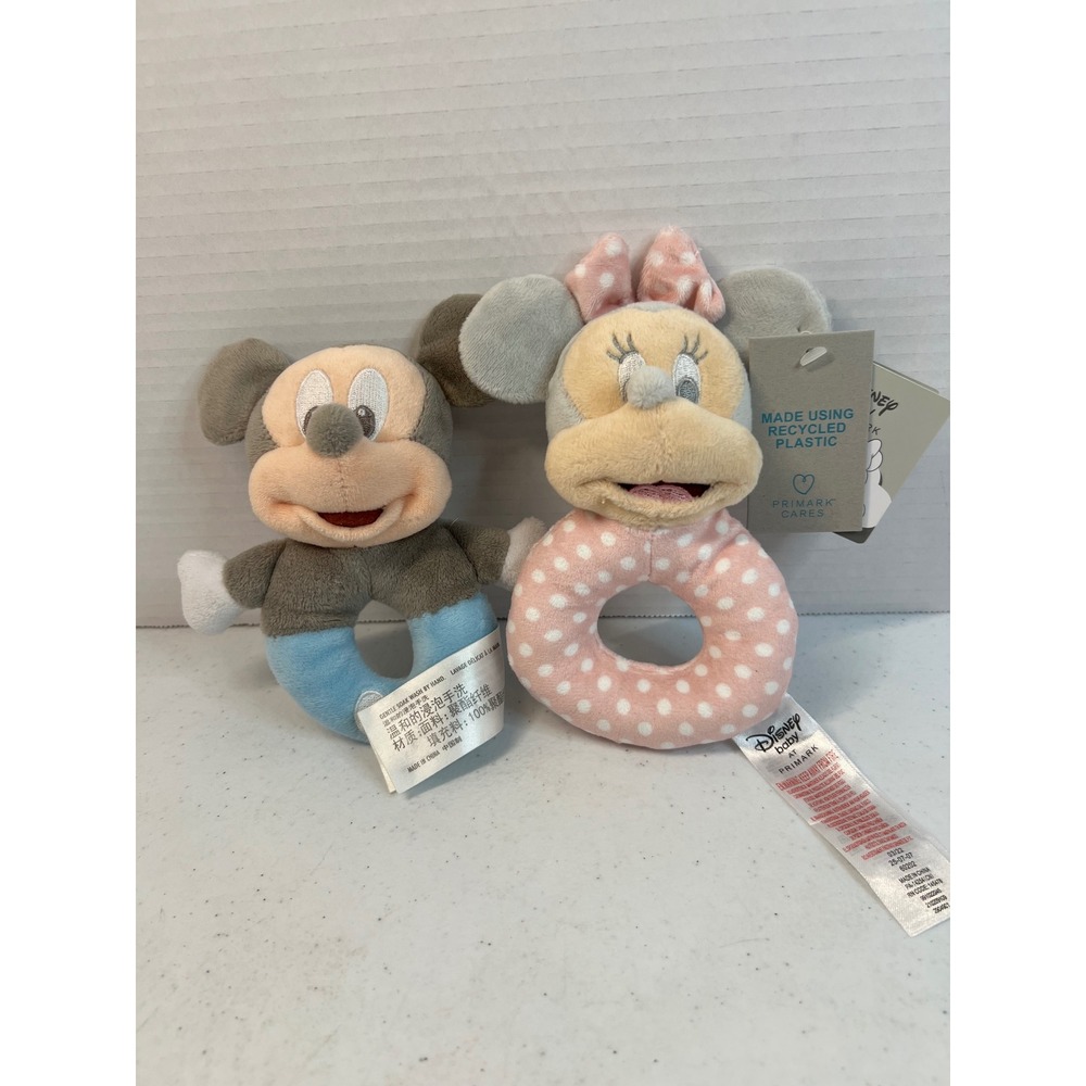 Disney Baby Primark Mickey Minnie Mouse Plush Ring Rattle lot toy